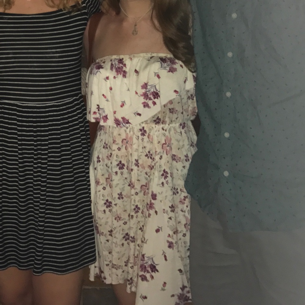 Floral strapless boho dress
